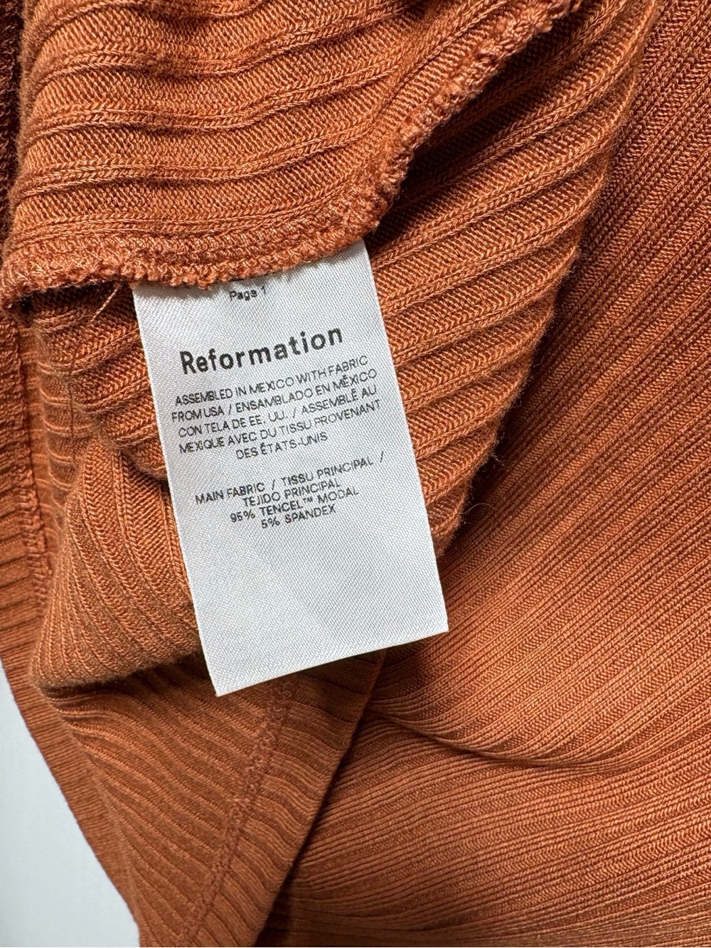 Reformation Chestnut Thomas Knit Ribbed Top Size Medium - Picture 5 of 10
